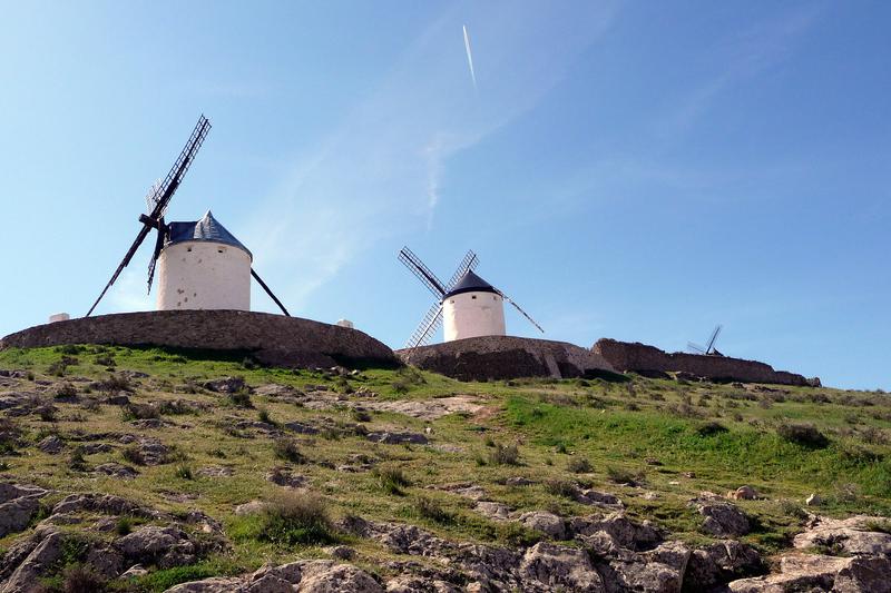 The famous windmills from Don Quixote still stand in Consuegra, Spain.