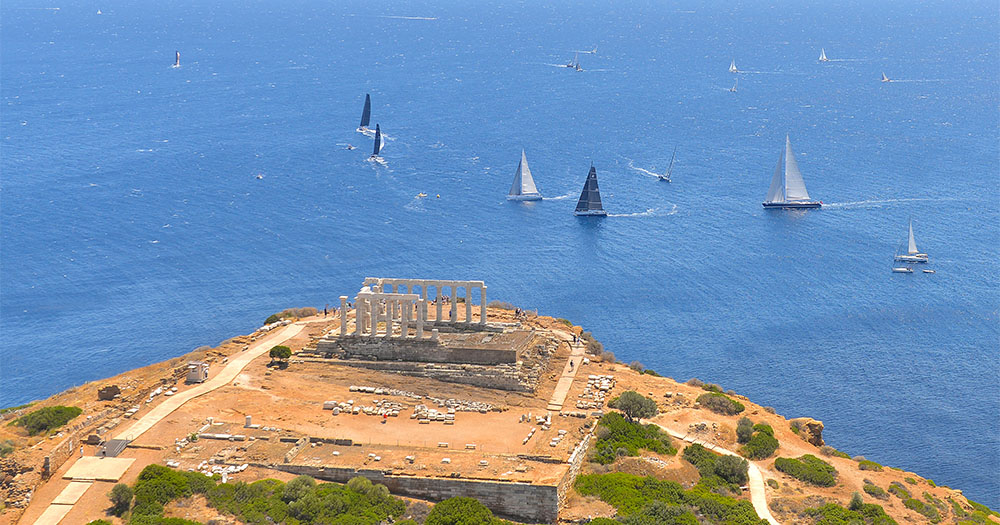 Thrill to the Aegean 600 Race sailing when you visit the archeological site of the Temple of Poseidon at Cape Sounio at the right time, a fitting location to see a maritime competition. 